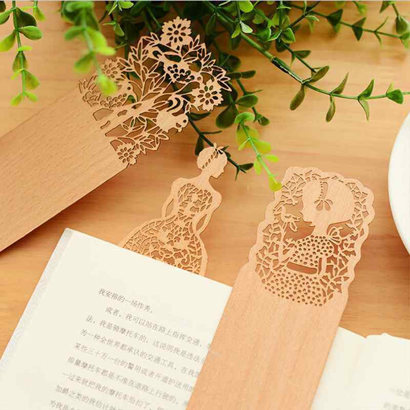 High quality Retro Hollow Out Wooden Book Marker